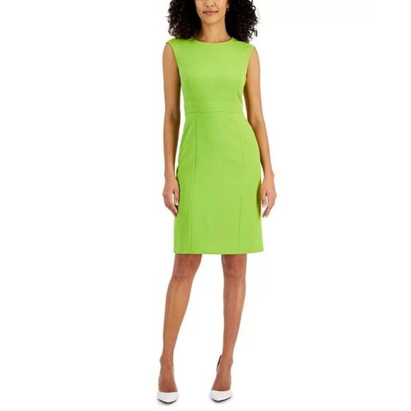 Kasper Petite Stretch-Crepe Sleeveless Sheath Dress, Kiwi, 14P - Picture 1 of 1